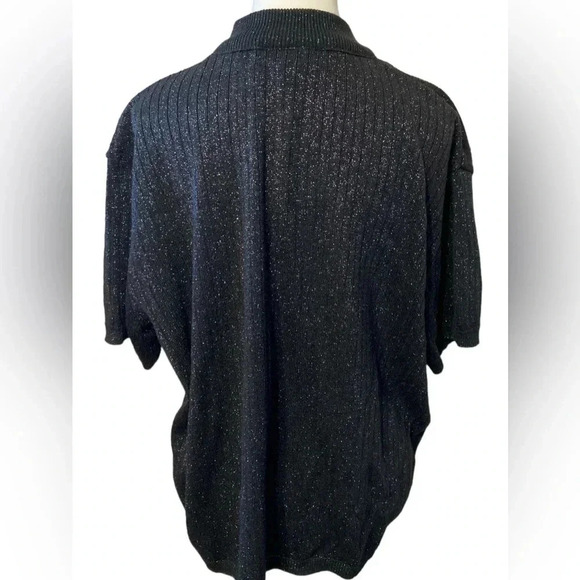 Maggie McNaughton sparkly black short sleeve lightweight sweater size 2X - Picture 4 of 6